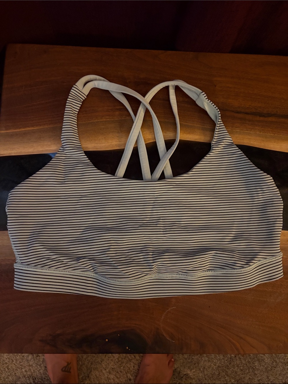 lululemon athletica Striped Crisscross Sports Bra - White & Black